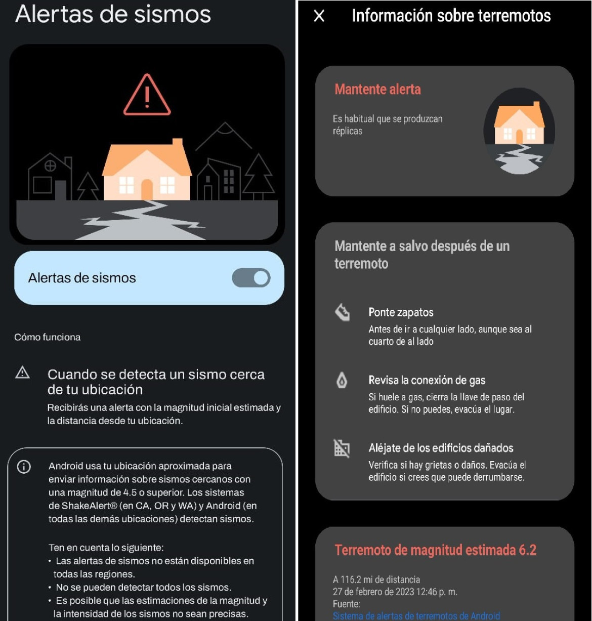 Sistema de alertas de terremotos de Google. Foto: Captura.