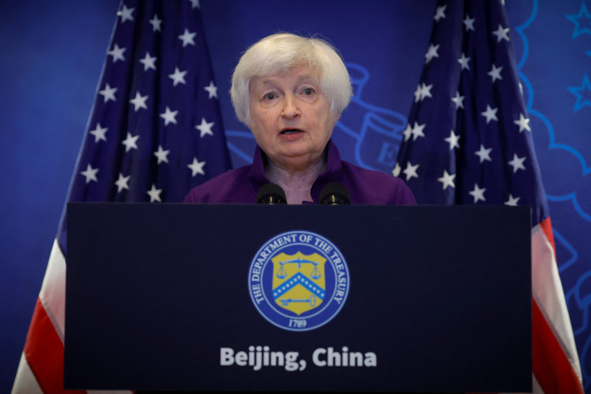 Yanet Yellen en conferencia de prensa tras su visita a China. Foto: Reuters.