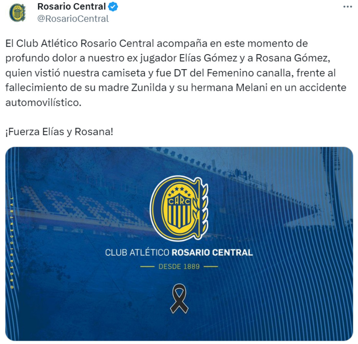 El posteo de Rosario Central. Foto: Twitter