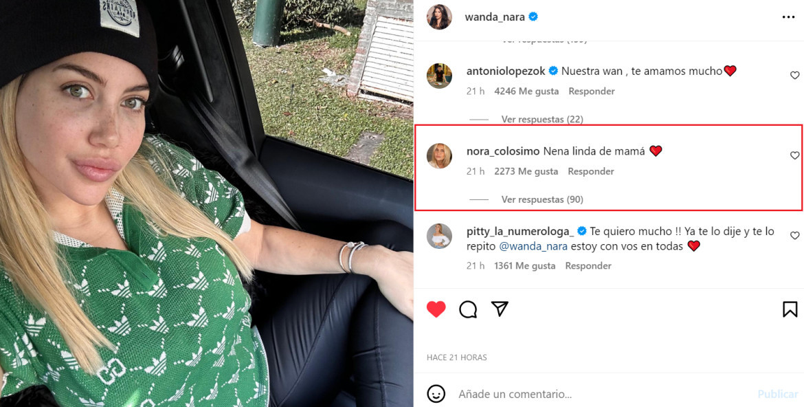 El sentido mensaje de la madre de Wanda a su hija. Foto: Instagram.