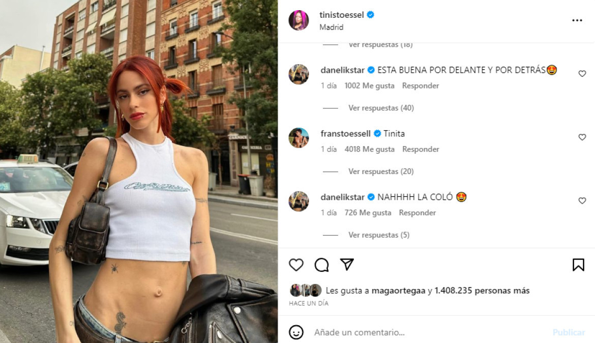 Rodrigo de Paul no comentó la publicación nueva de Tini. Foto: @tinistoessel