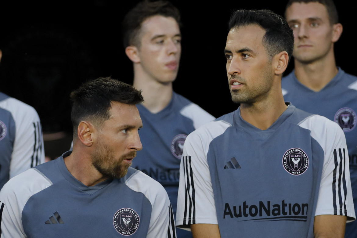 Lionel Messi y Sergio Busquets en Inter Miami. Foto: Reuters.