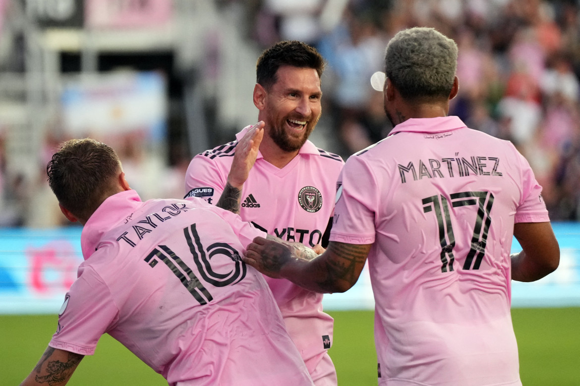 Festejo de Lionel Messi ante el Atlanta United por la Leagues Cup. Foto: REUTERS.