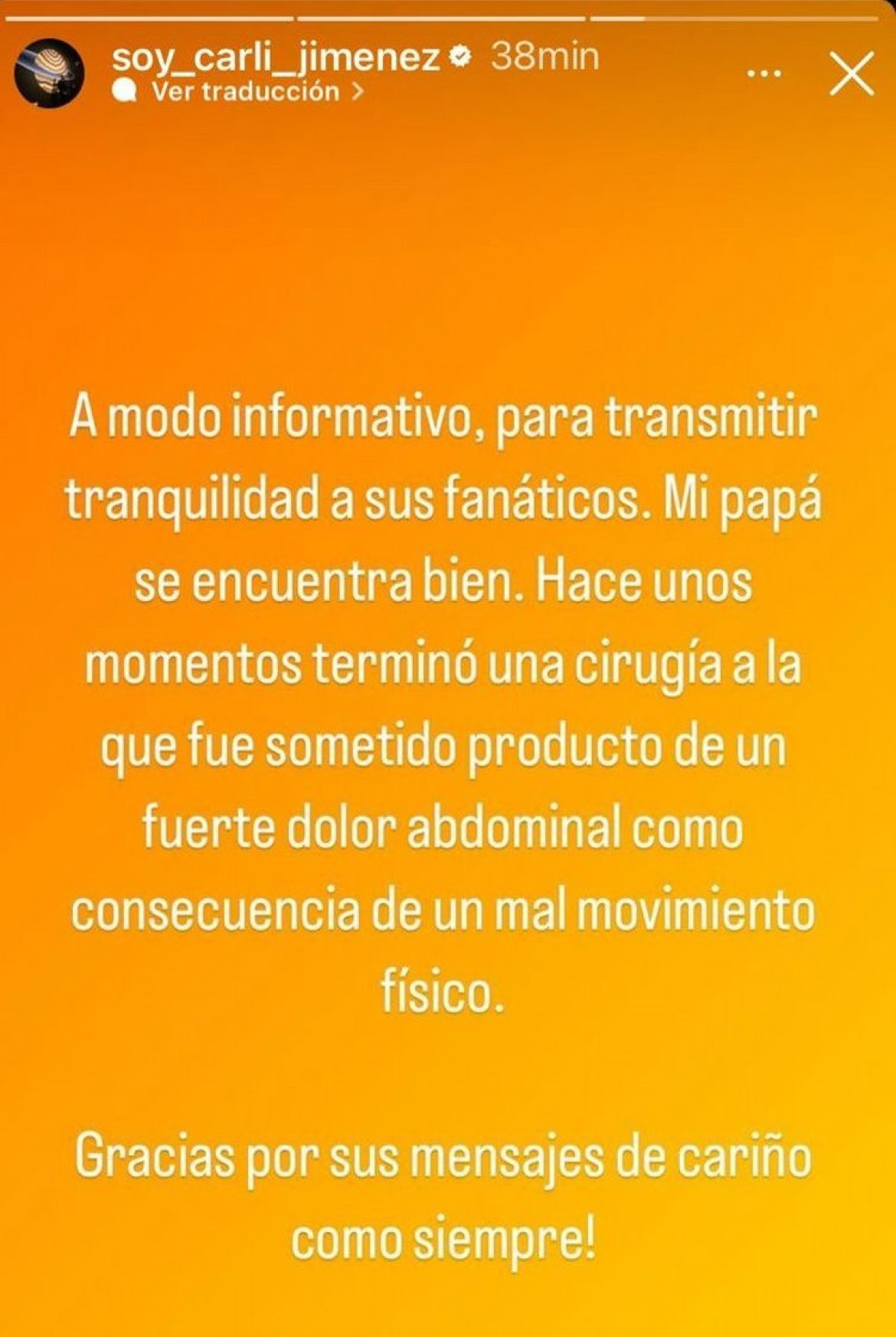 Posteo del hijo de la Mona Jimenez sobre la salud del cordobés.