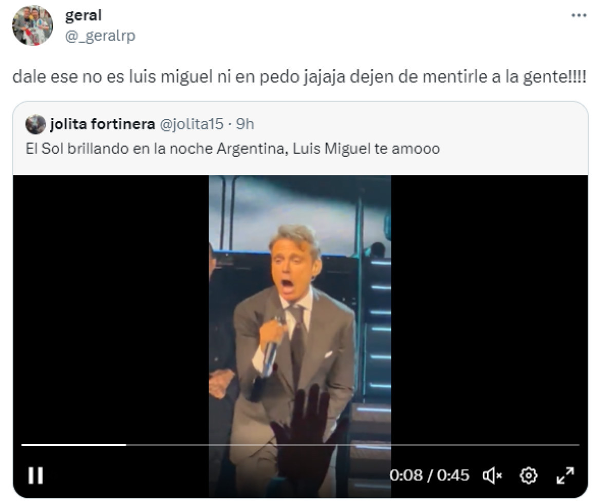 Comentarios de Twitter sobre la apariencia de Luis Miguel. Foto: Twitter.