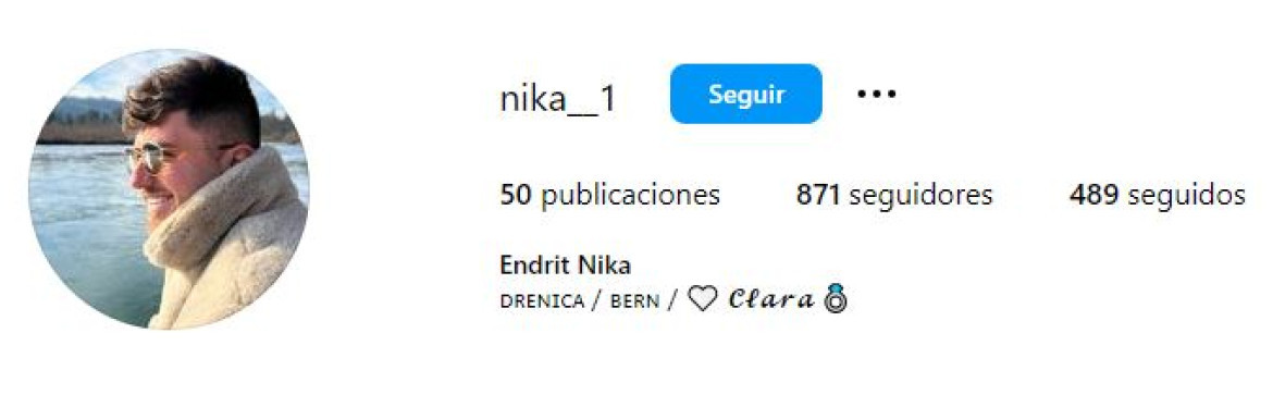 El perfil de Instagram de Endrit Nika. Foto: captura de pantalla.