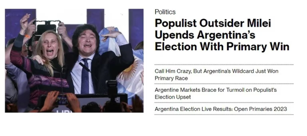 La victoria de Milei en la portada de Bloomberg