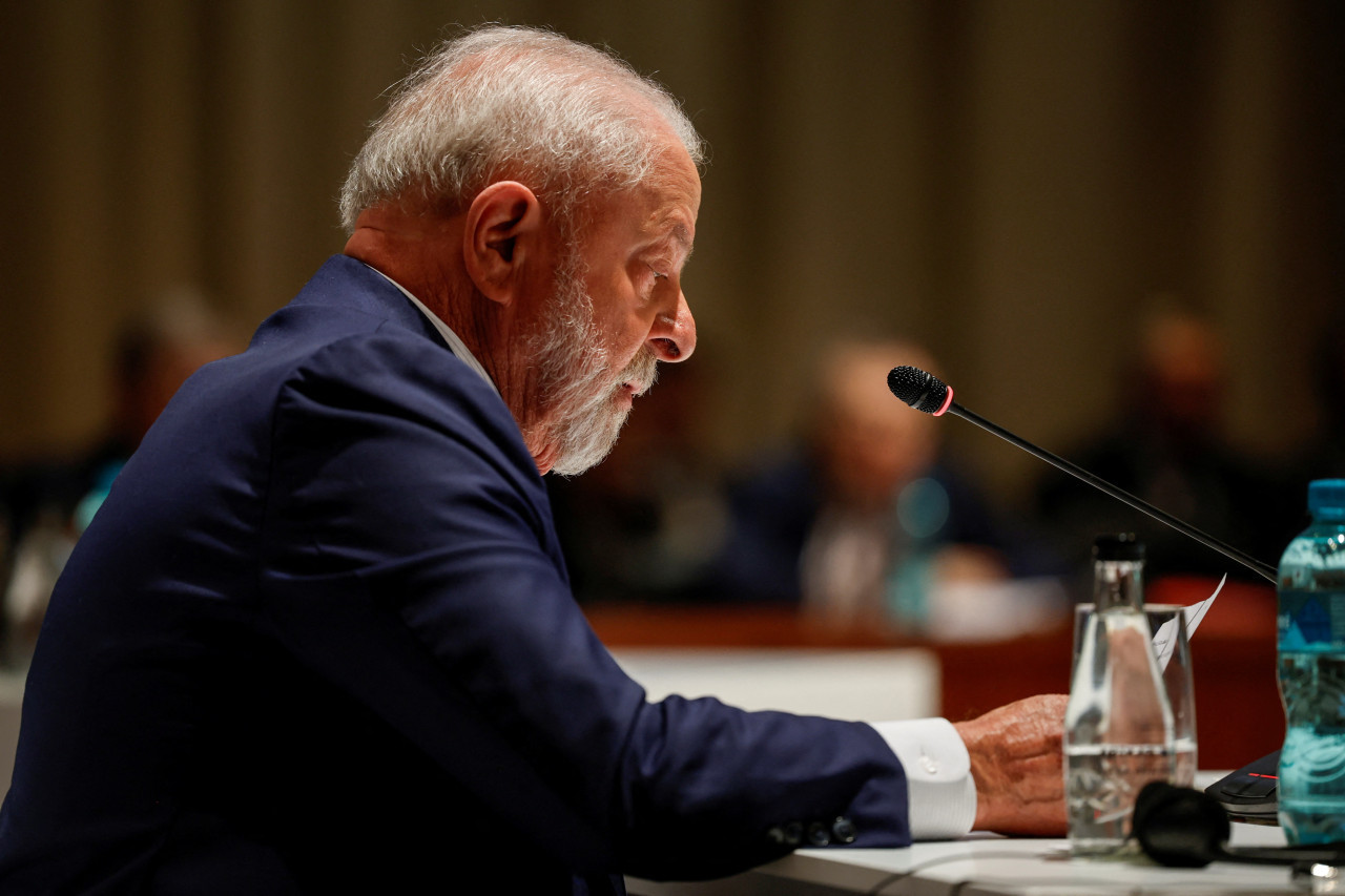 Lula da Silva en su discurso en la cumbre de los BRICS. Foto: Reuters.