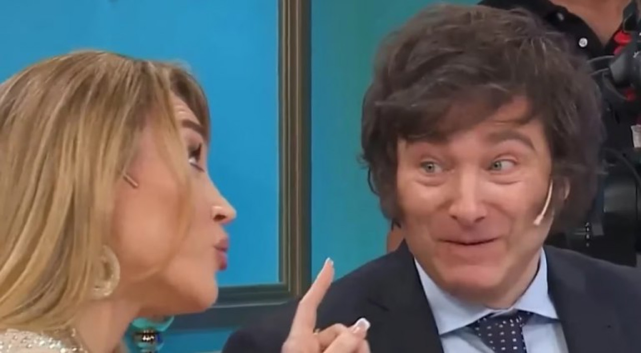 Javier Milei y Fátima Florez en la mesa de Mirtha Legrand. Foto: NA.