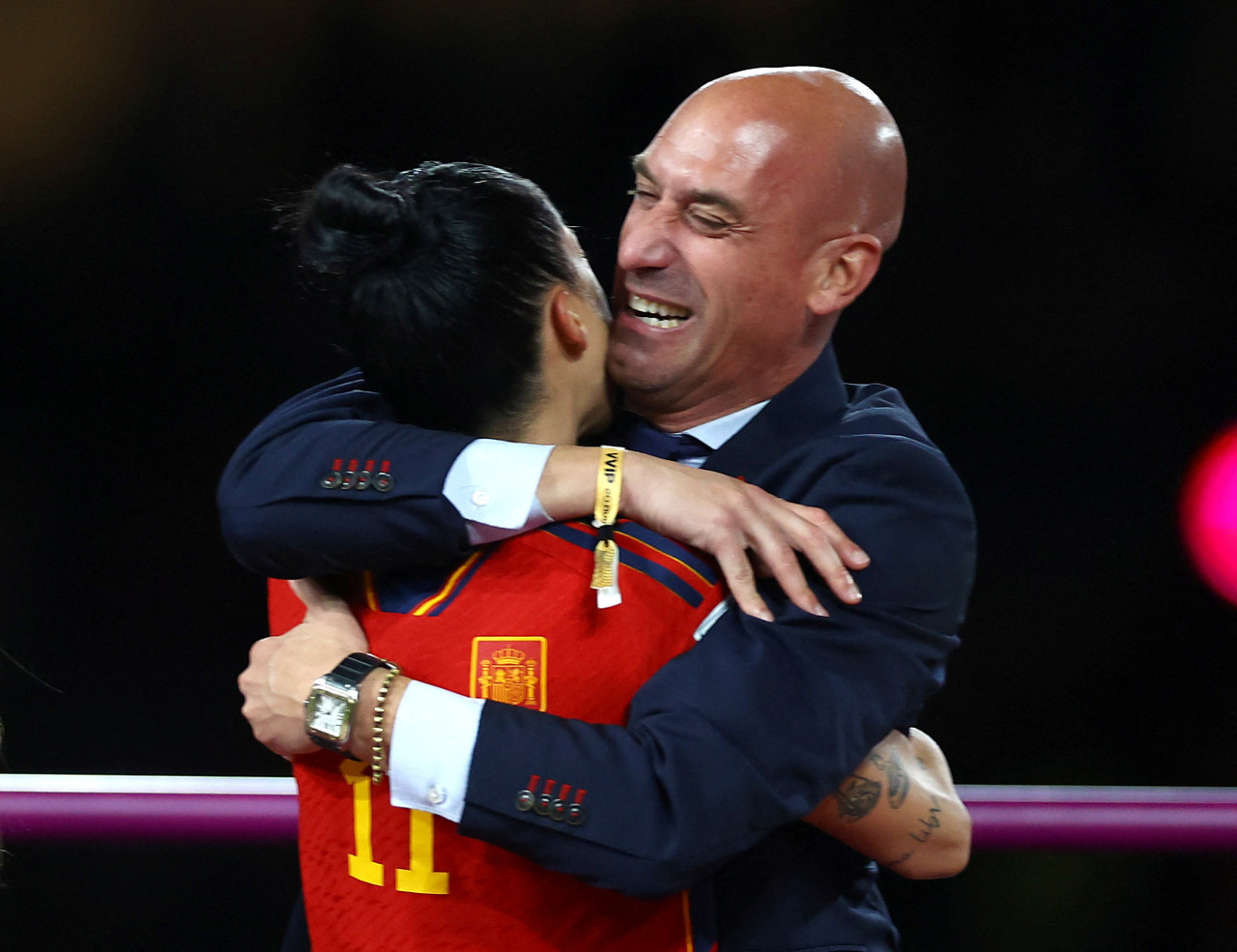 Luis Rubiales y Jenni Hermoso. Foto: Reuters.