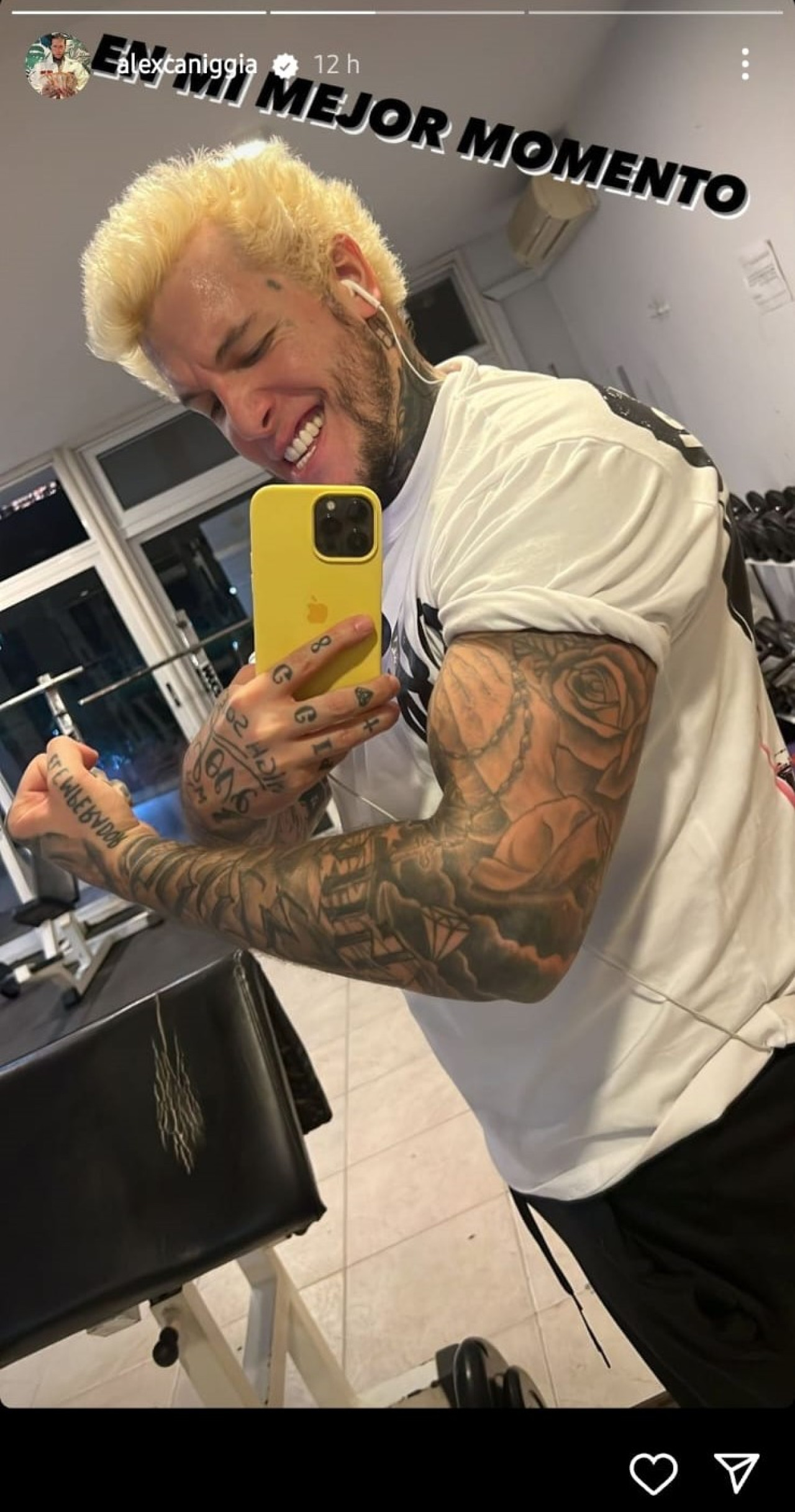 Las historias de Alex Caniggia. Foto: Instagram.