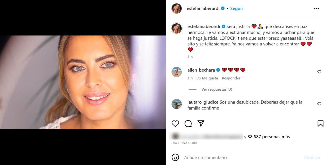 Estefanía Berardi se pronunció por Silvina Luna. Foto: captura de pantalla.