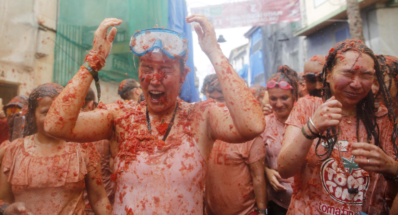 Tomatina en Buñol. Foto: EFE.