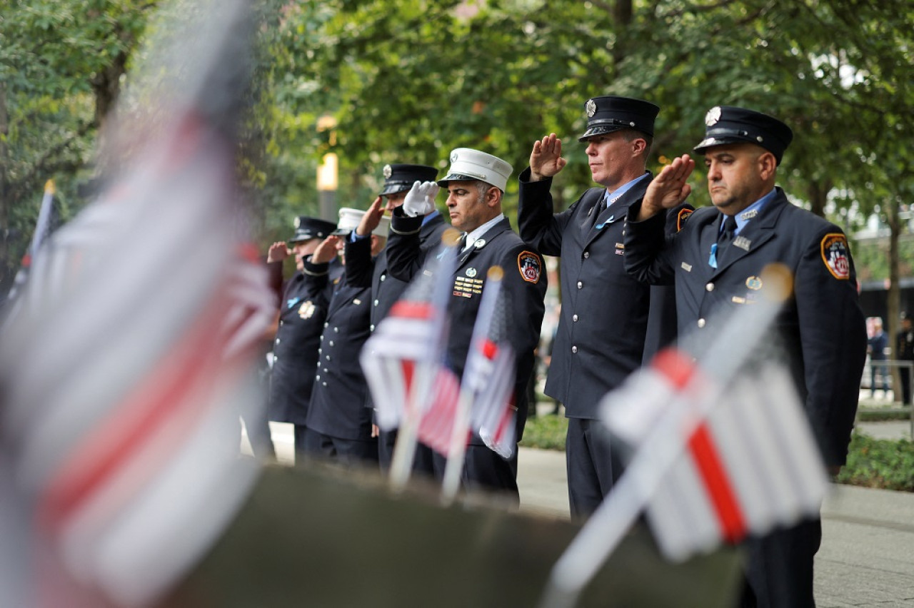 Ceremonia para conmemorar el 22º aniversario de los ataques del 11 de septiembre de 2001. Foto: Reuters.