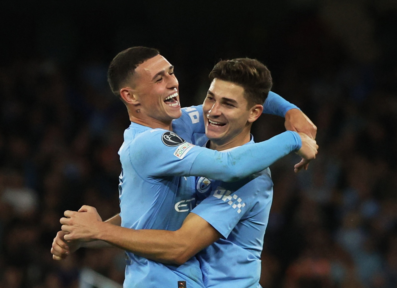 Festejo de Julián Álvarez para el Manchester City. Foto: REUTERS.