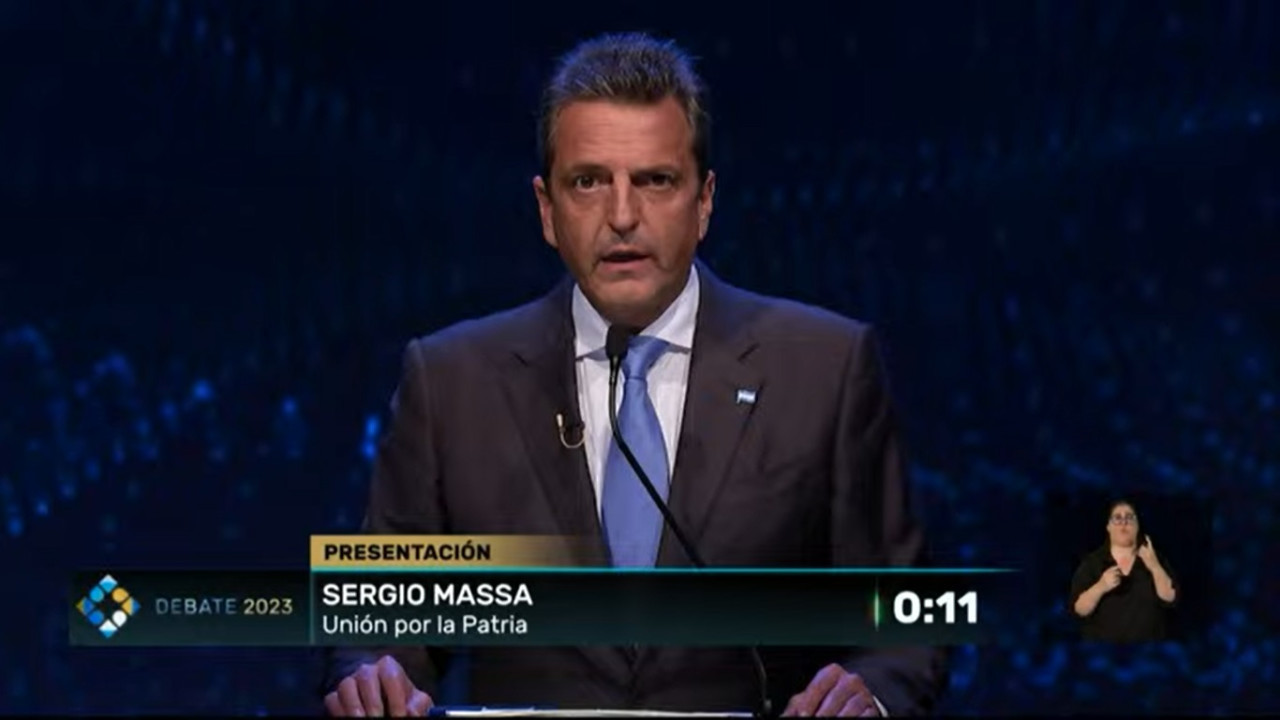 Debate presidencial 2023, Sergio Massa. Foto: captura de TV.