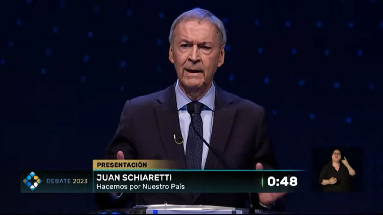 Debate presidencial 2023, Juan Schiaretti. Foto: captura de TV.