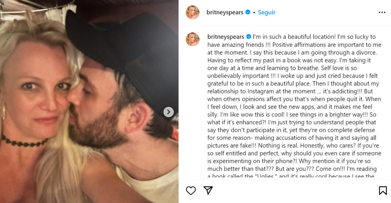 La publicación de Britney Spears. Foto: Instagram.