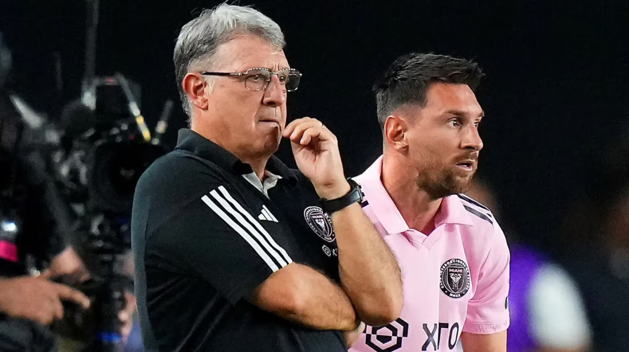 Tata Martino y Lionel Messi, Inter Miami. Foto: Reuters