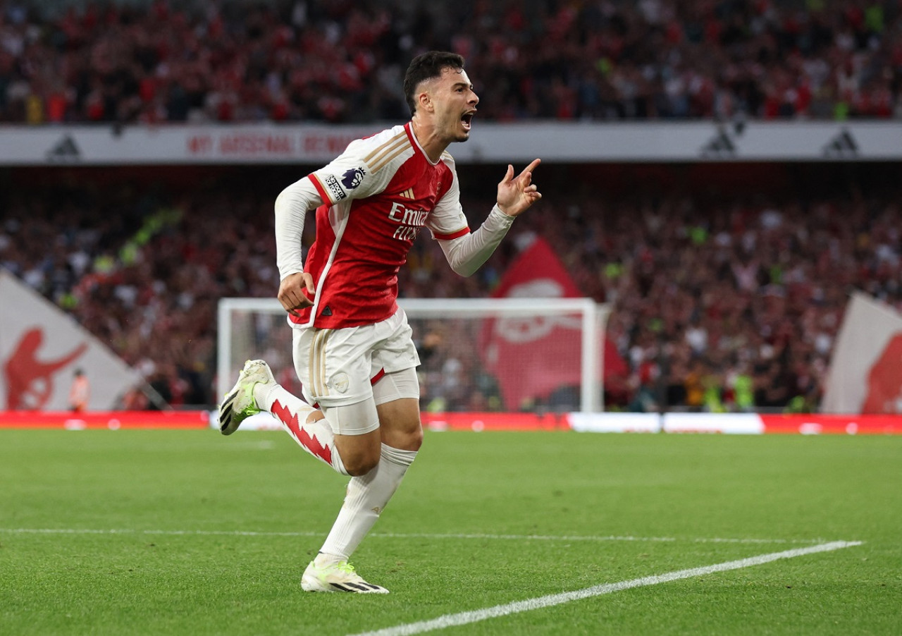 Festejo de Gabriel Martinelli; Arsenal vs. Manchester City. Foto: Reuters.