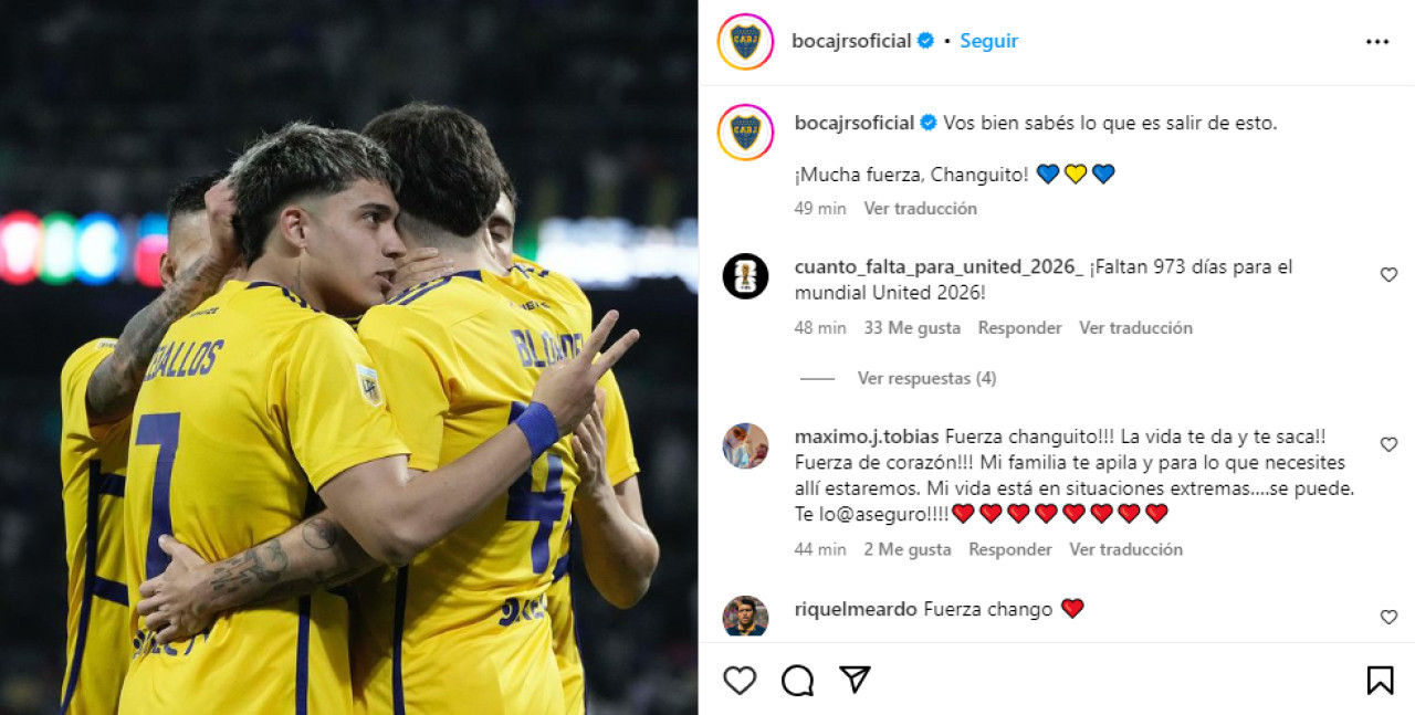 El mensaje de Boca para Exequiel Zeballos. Foto: Instagram.