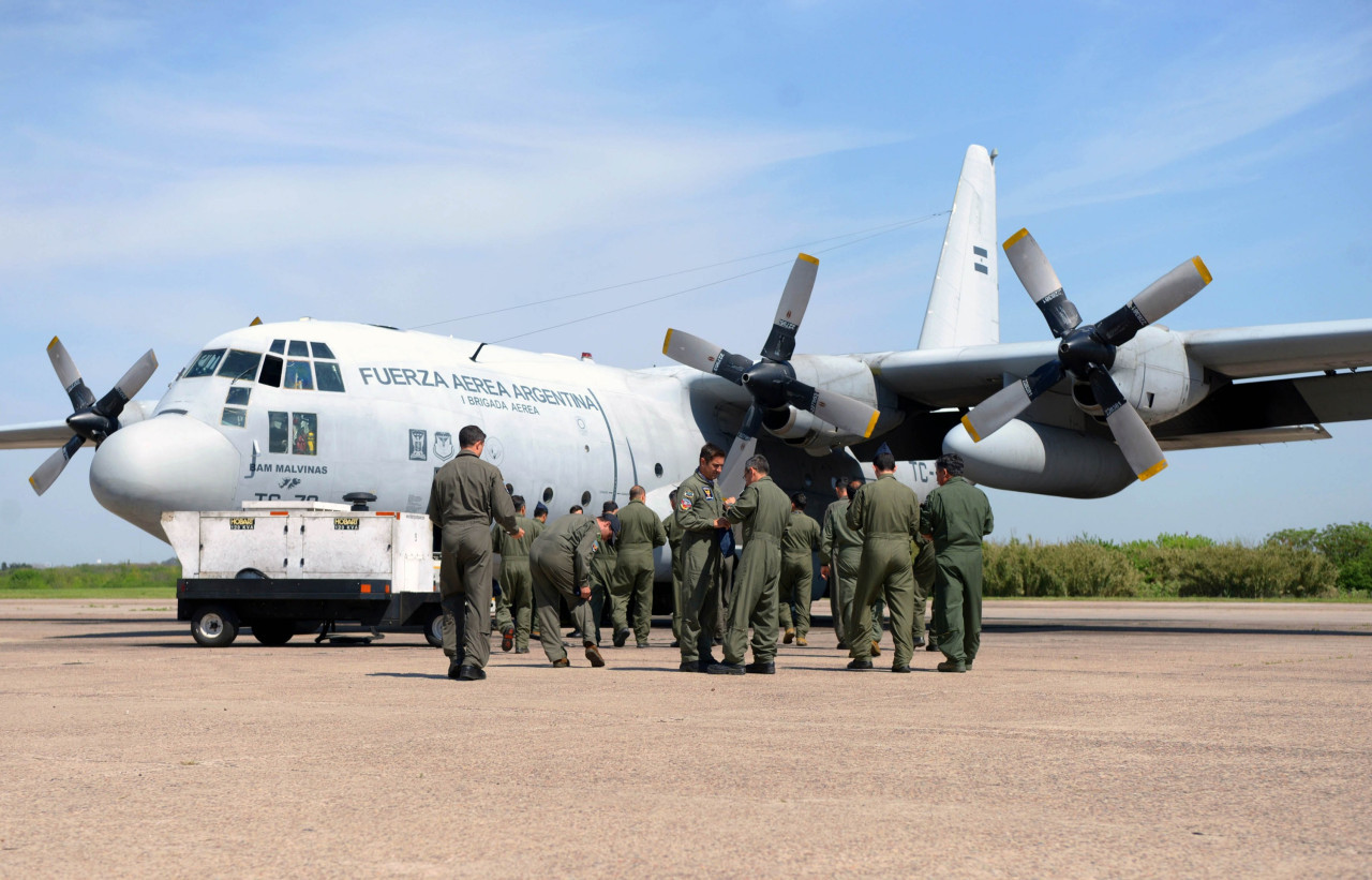 Avión Hércules de la Fuerza Aérea Argentina. Foto: NA.