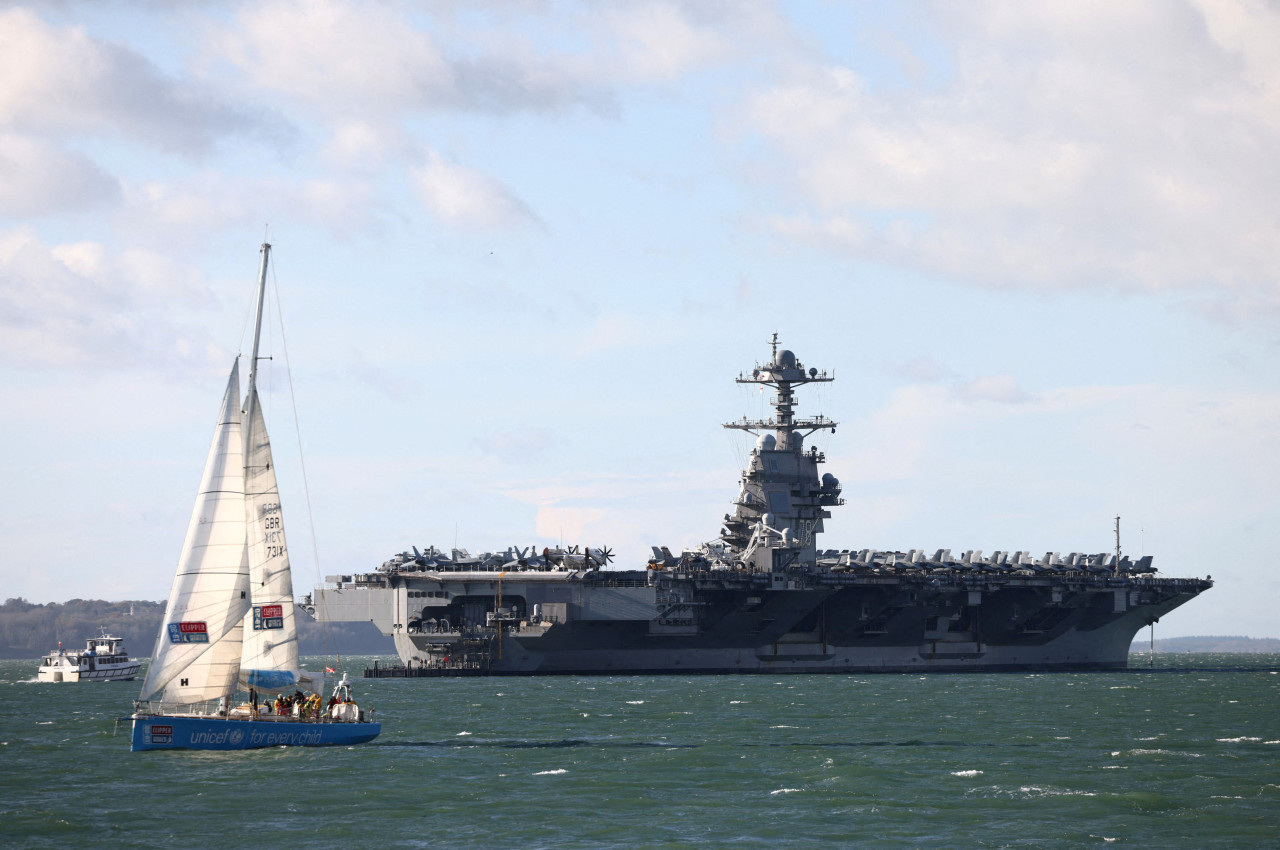 El USS Gerald R. Ford fue enviado por EEUU a a Israel. Foto: Reuters.