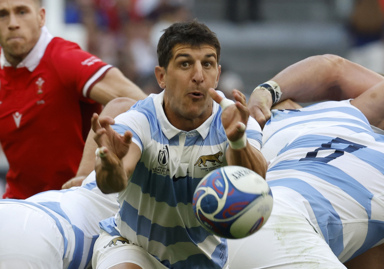 Tomás Cubelli en el Mundial de Rugby 2023. Foto: EFE.