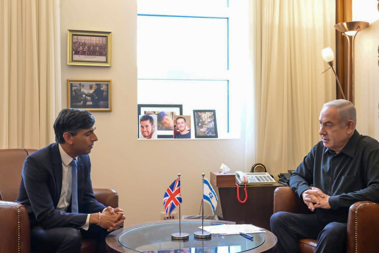 Rishi Sunak y Benjamin Netanyahu. Foto: EFE.