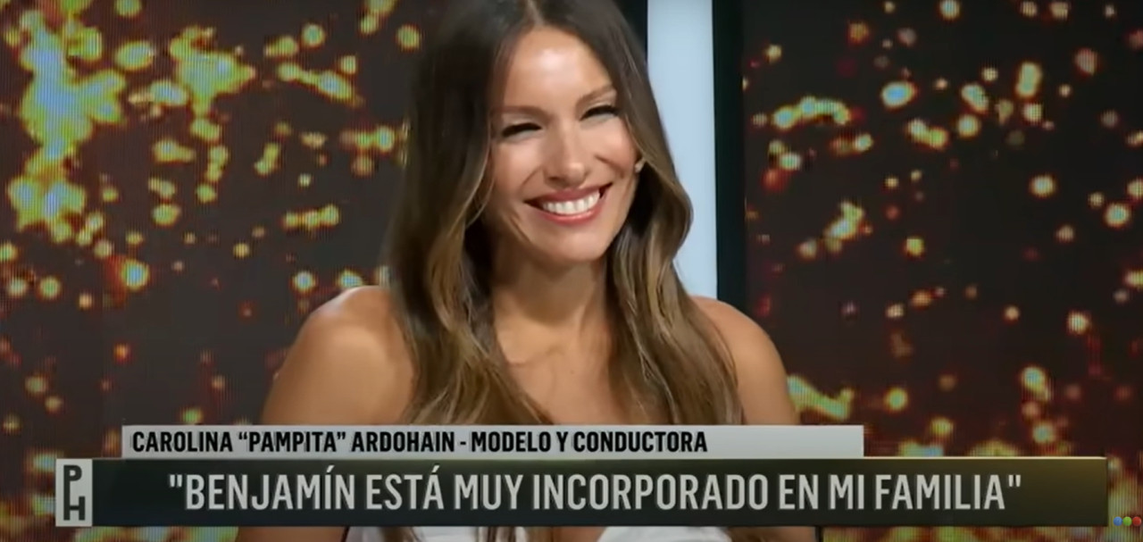 Pampita hablando de su vinculo con Benjamín Vicuña. Foto: captura Telefe.