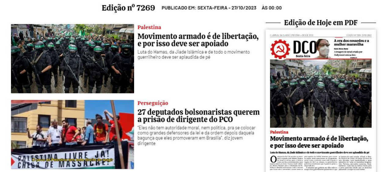 Los polémicos titulares de "Causa Operária". Foto: captura de pantalla.