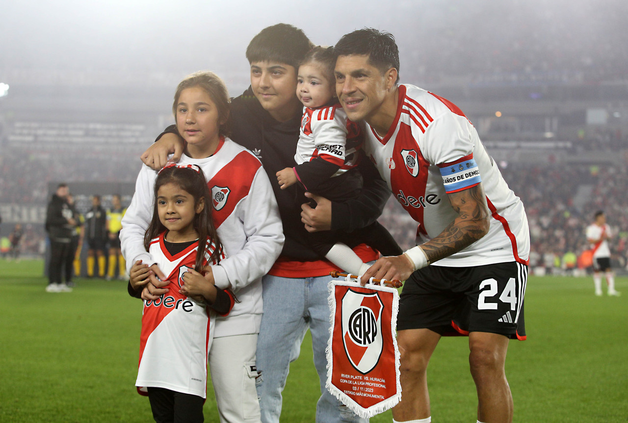 La emoción de Enzo Pérez; River vs Huracán. Foto: NA