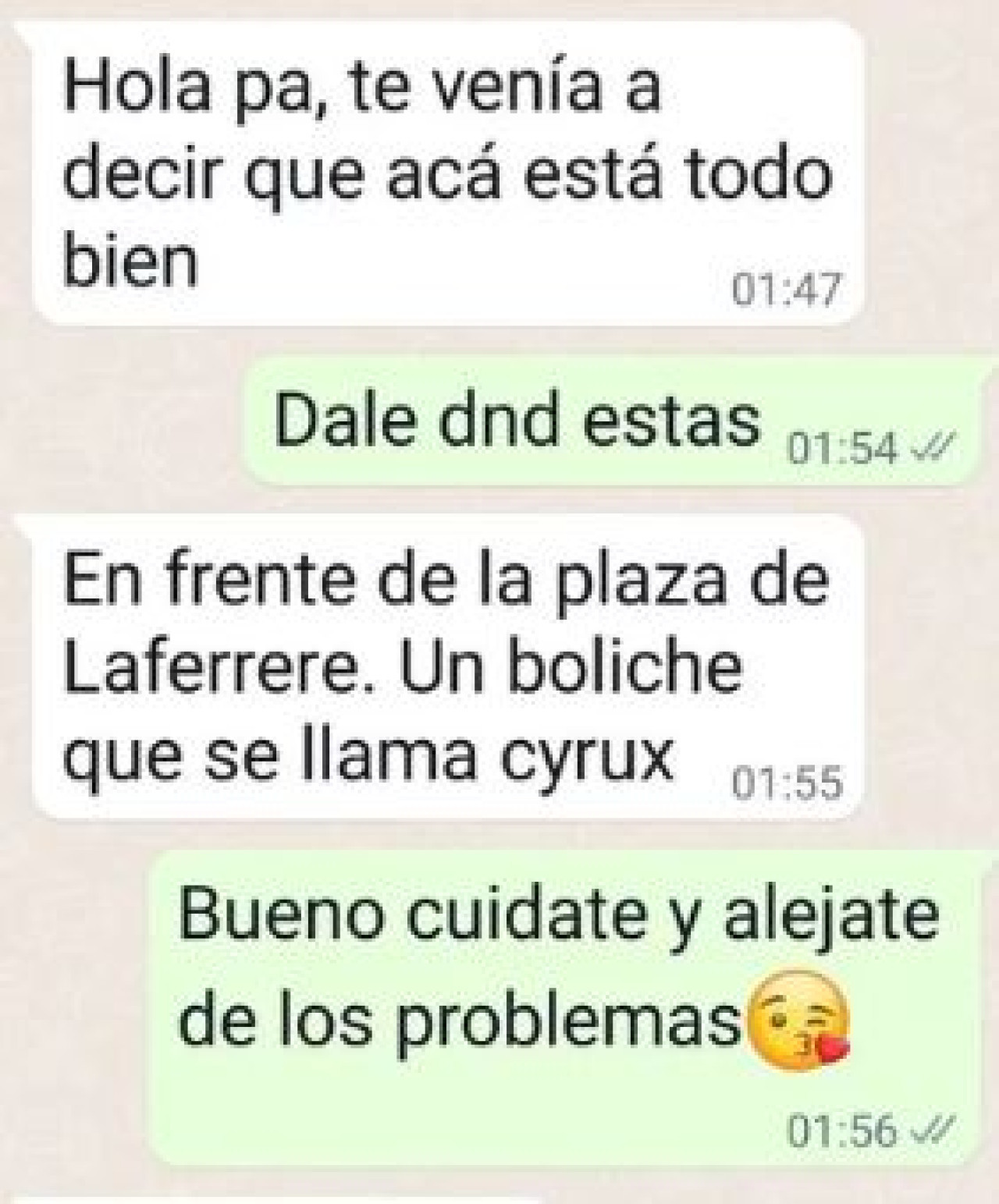 La última conversación de Lautaro Alvaredo con su padre