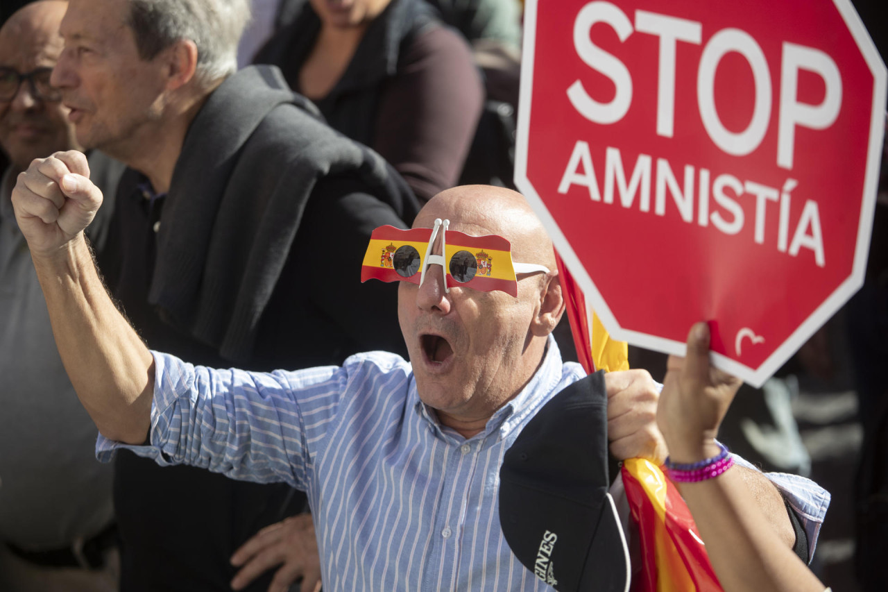 Movilizaciones en España contra Sánchez y la amnistía de independentistas catalanes. Foto: EFE