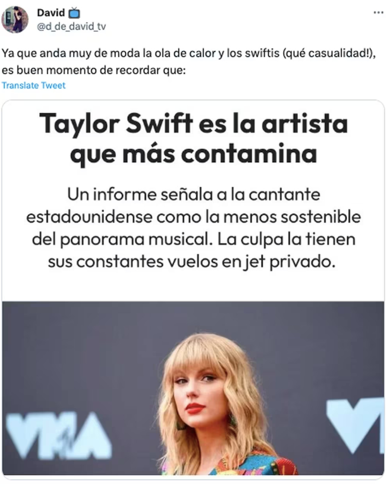 Taylor Swift es la artista que más contamina. Foto: X.