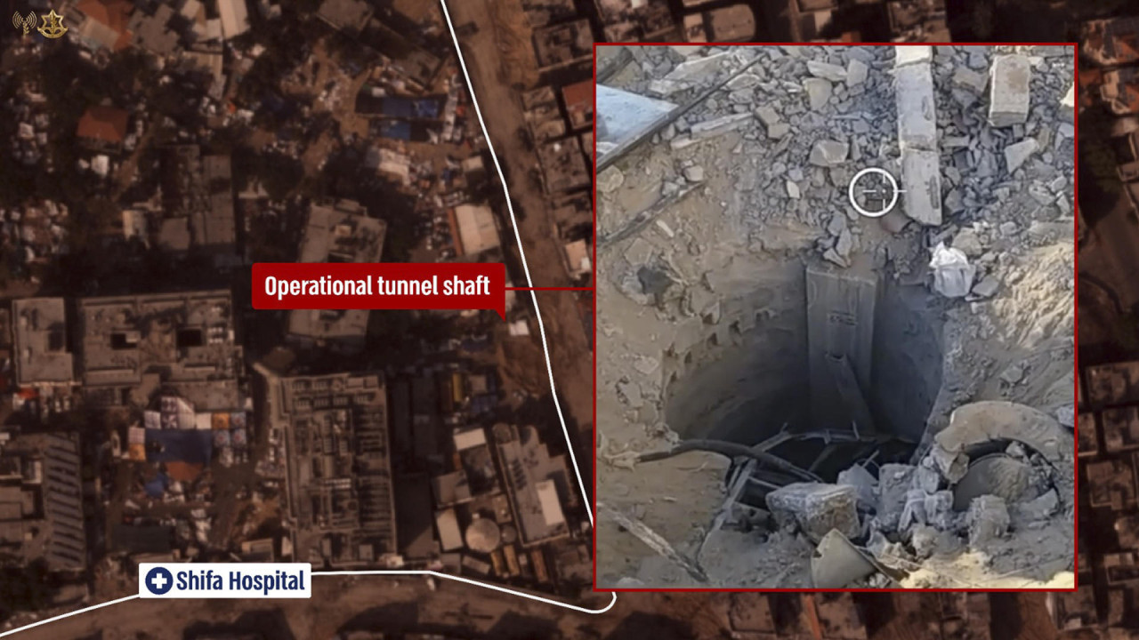 Las FDI afirman haber encontrado un túnel de Hamas debajo del hospital al-Shifa en Gaza. Foto: X.