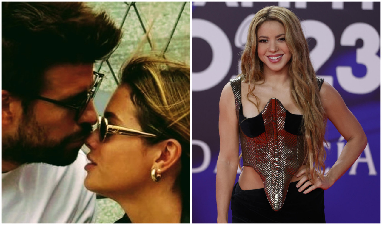 Gerard Piqué con Clara Chía Martí y Shakira. Fotos: X/ClaGerFans - EFE.