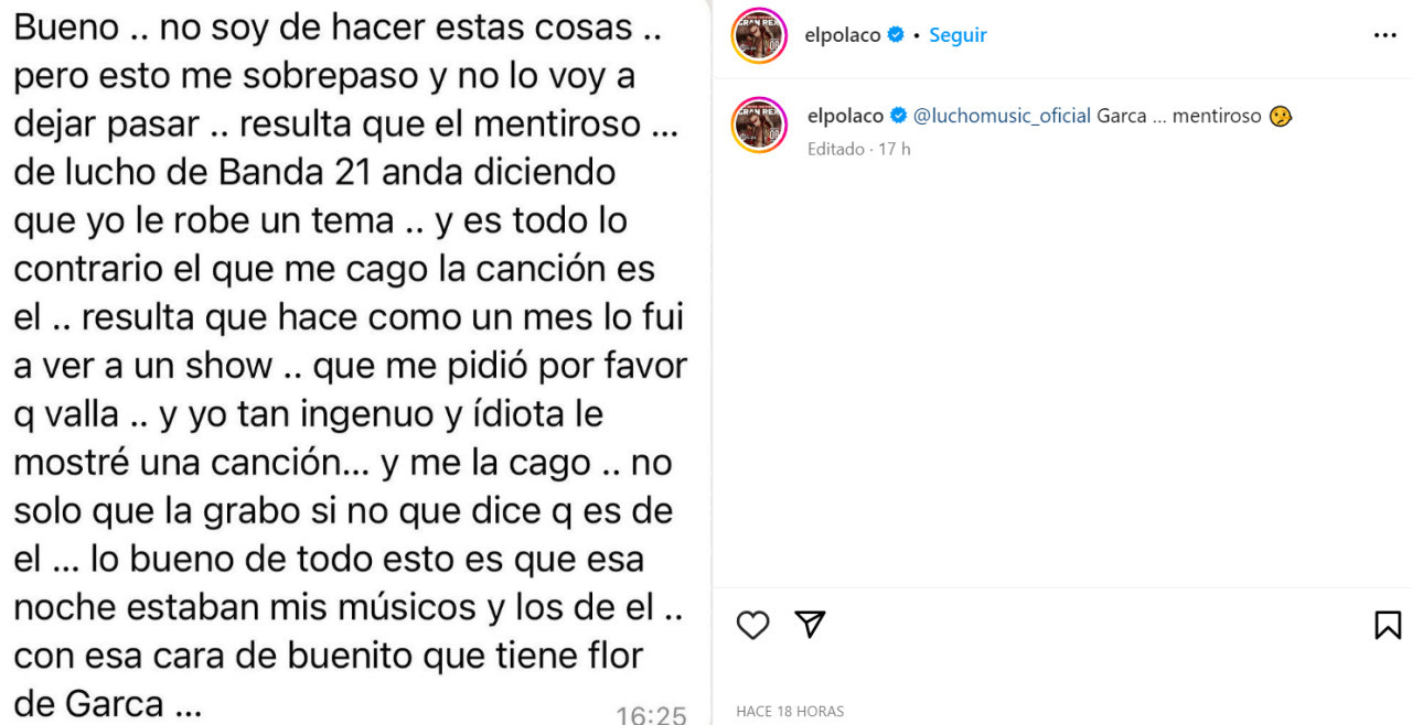 La respuesta de El Polaco. Foto: Instagram.