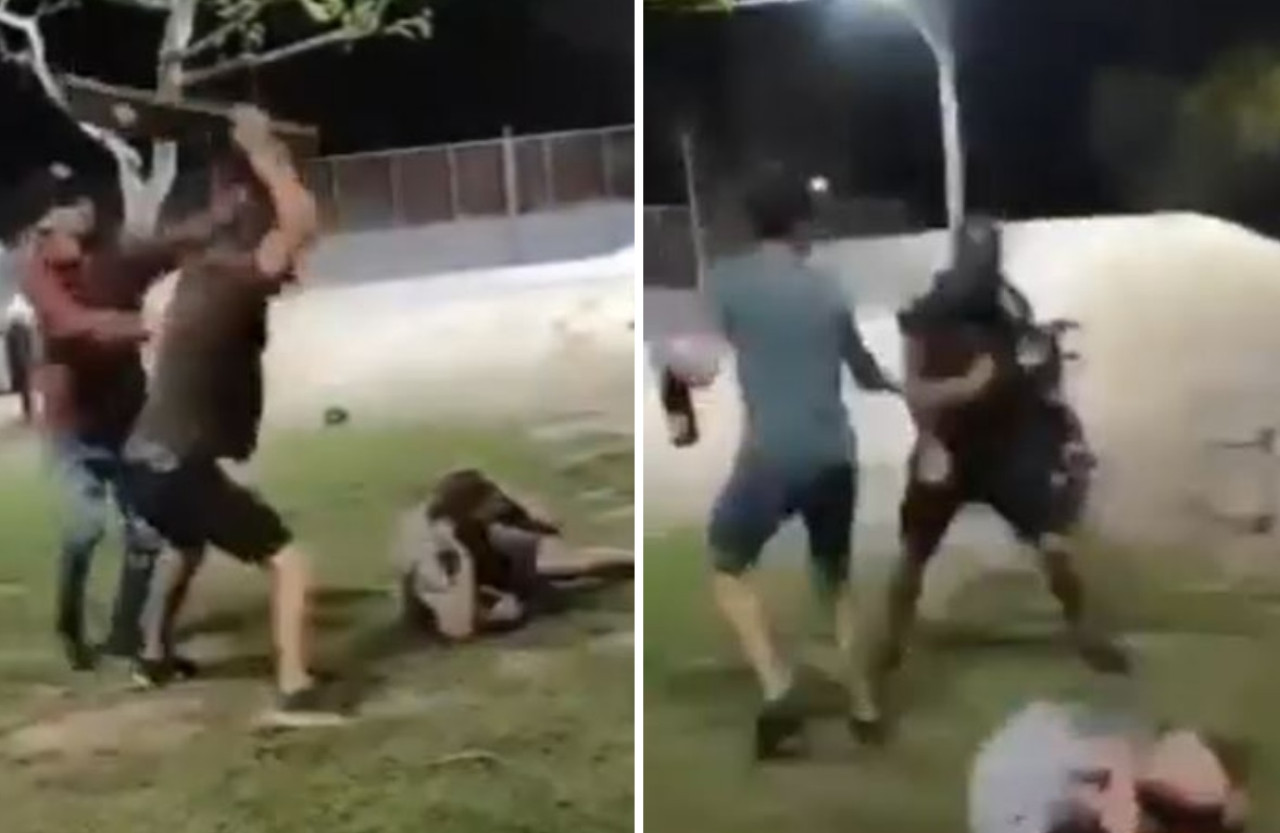 El salvaje ataque de una patota en Bragado. Foto: captura de video.