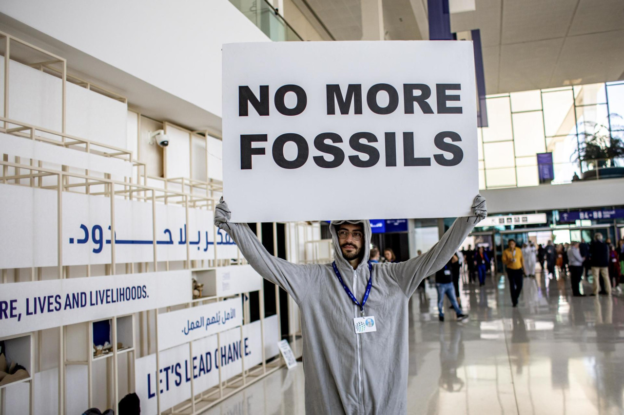 Protestas en la COP28. Foto: EFE.