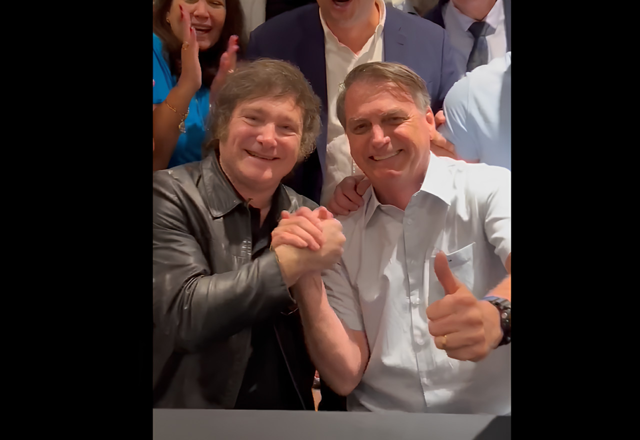 Reunión entre Javier Milei y Jair Bolsonaro. Foto: Captura.