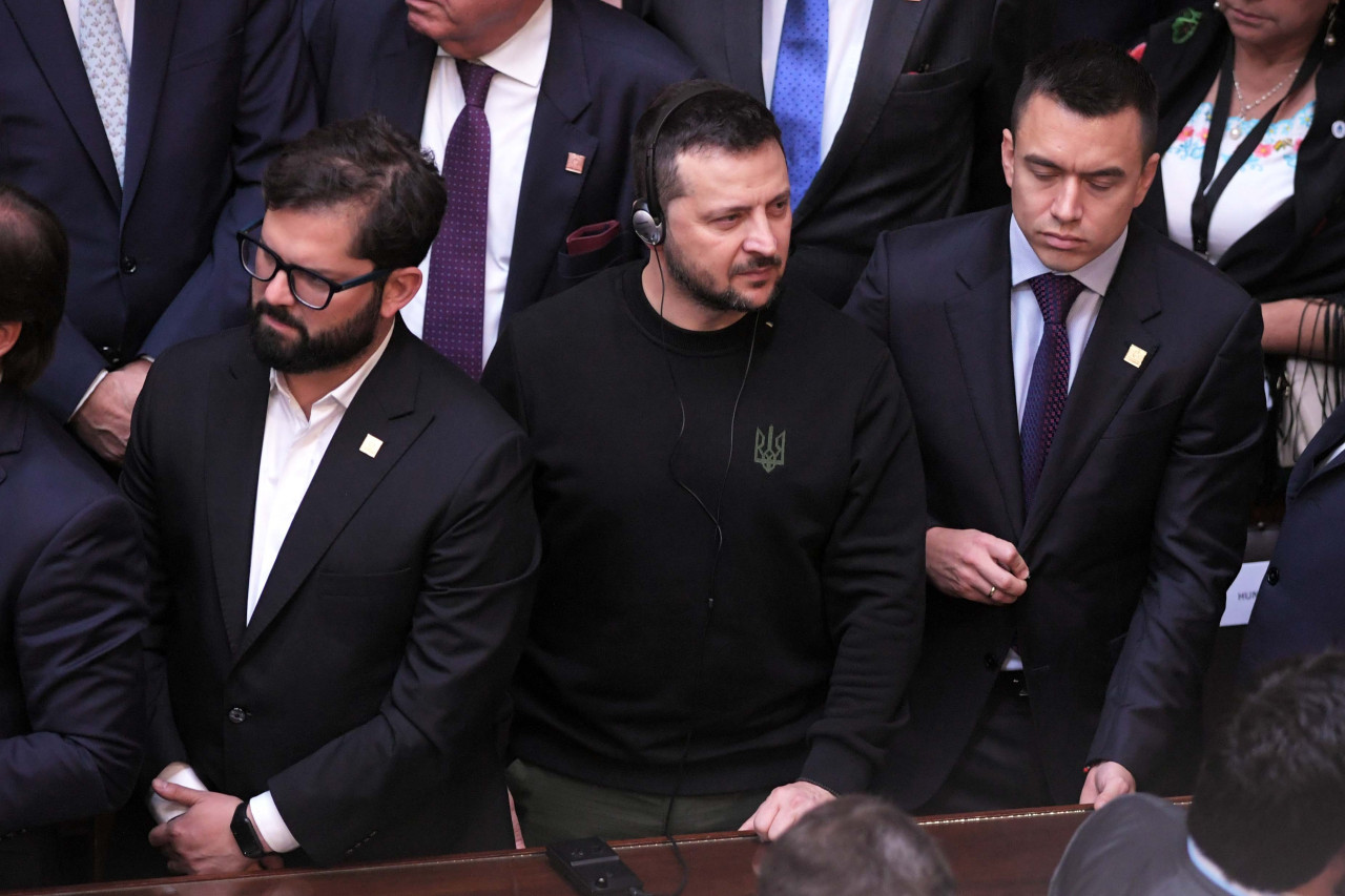 Volodímir Zelenski en el Congreso de la Nación Argentina. Foto: Reuters.