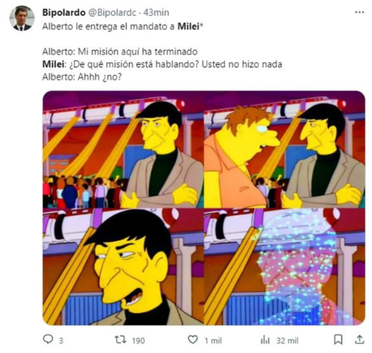 Meme asunción de Javier Milei. Foto: captura de pantalla.