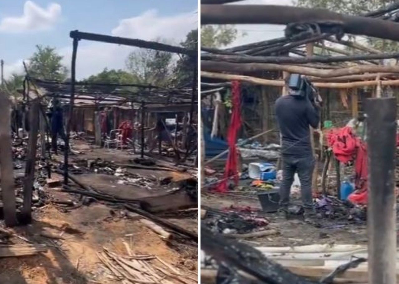 El campamento ilegal incendiado en el estado de Pará. Foto: captura de video.