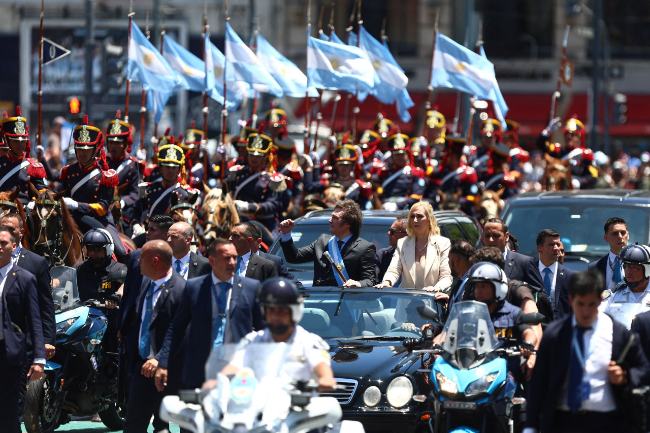 El presidente Javier Milei, junto a su hermana Karina. Foto: Reuters.