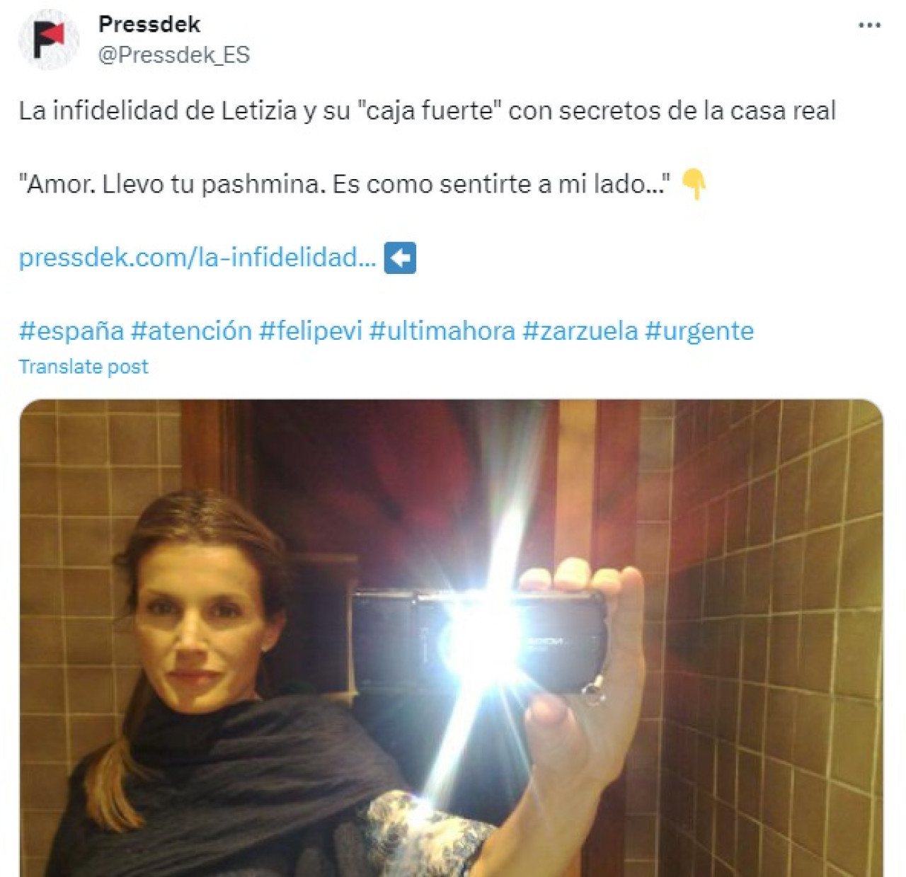 Selfie de la Reina Letizia. Foto: captura X.