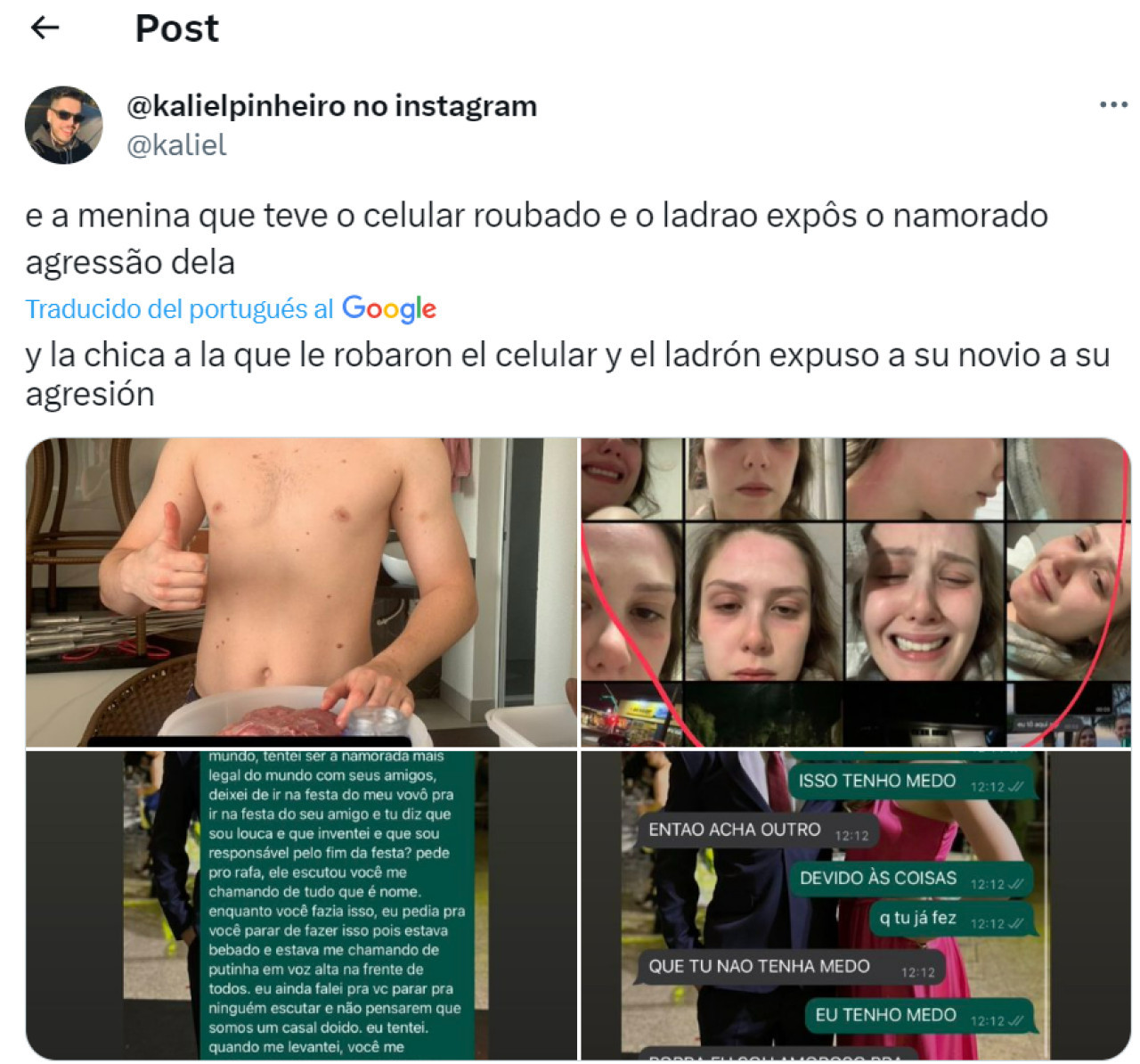 Los delincuentes publicaron fotos y chats mostrando que la mujer era víctima violencia de género. Fotos: Instagram/laura.zaffari