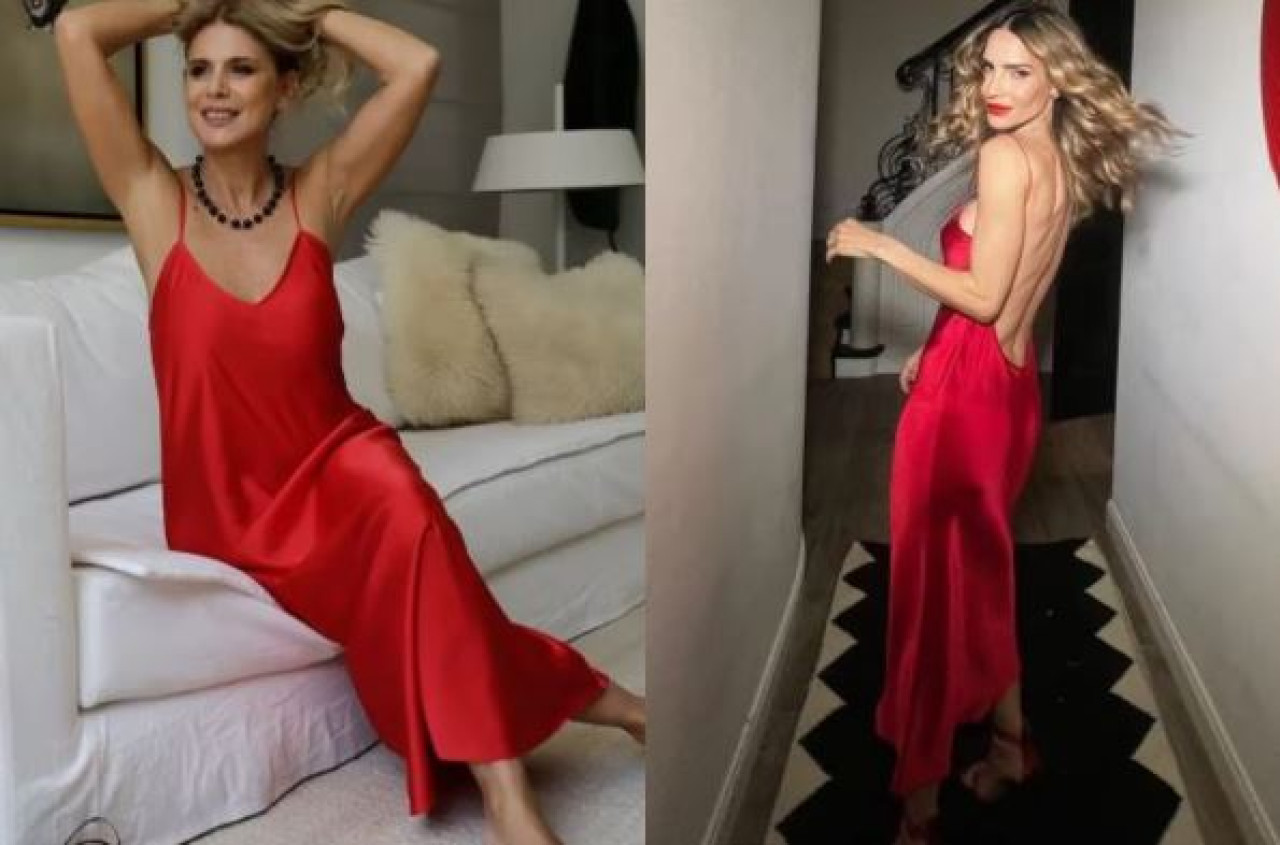 Vestidos lenceros rojos. Fotos: Instagram/flaviapalmiero y mariavqz1