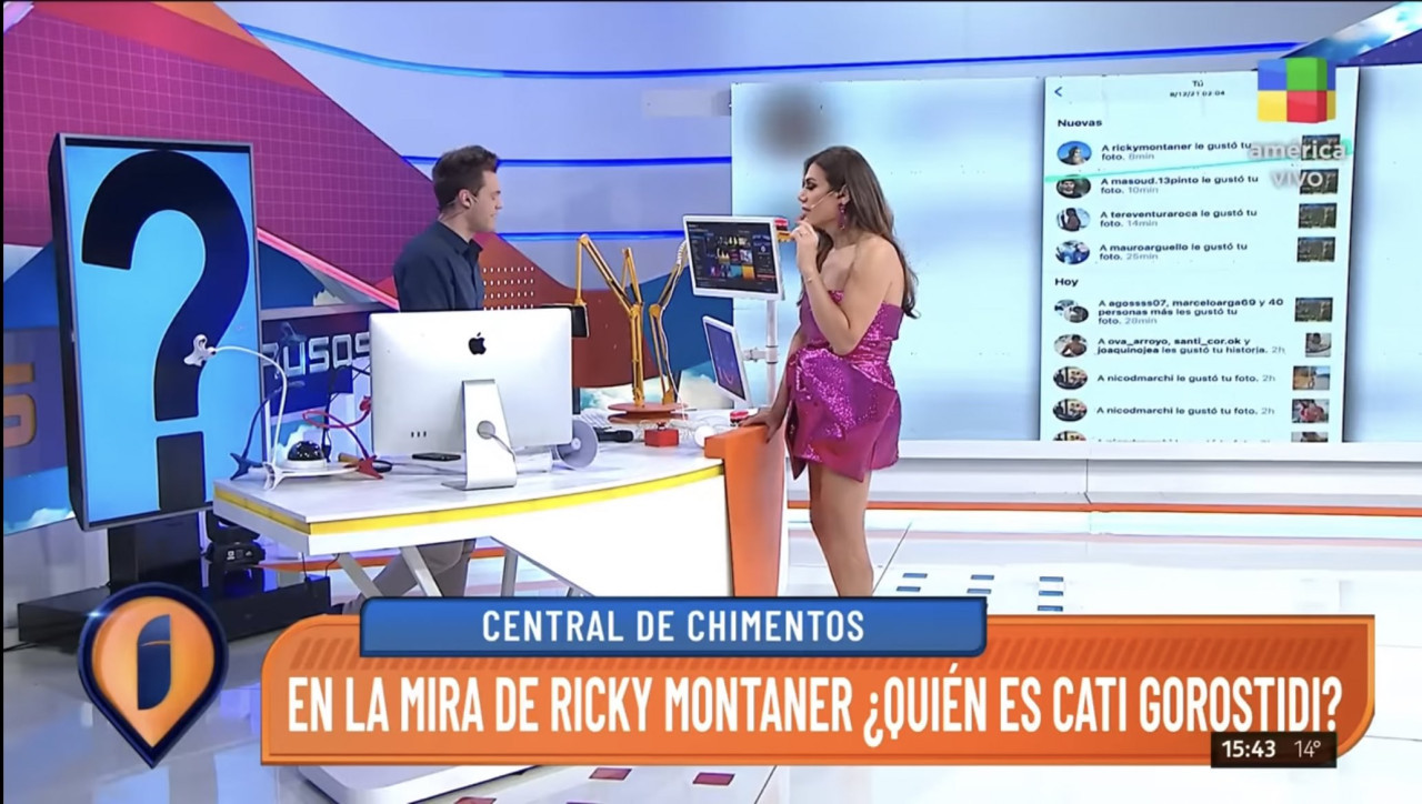 En Intrusos habían compartido las "pruebas" de los likes de Ricky Montaner a Catalina de Gran Hermano. Foto: Captura.