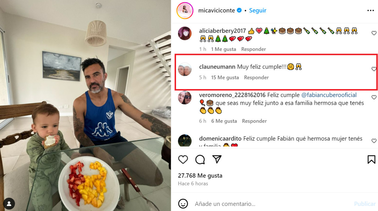 El comentario de la madre de Nicole en el posteo de Mica Viciconte. Foto: Instagram.